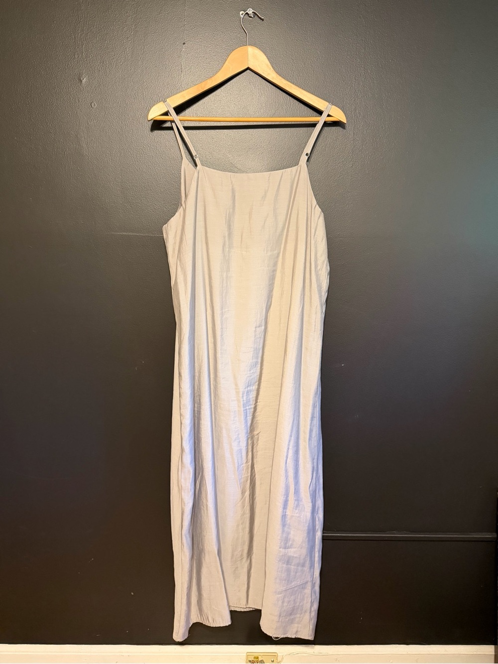Steel Grey Slip Dress with Spaghetti Straps - Picture 3 of 15
